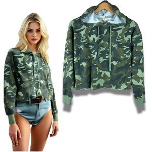 Cropped Green Camo Hoodie LARGE